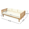 Claremont 3 Seater Daybed Beige Teak Wood Waterproof Fabric