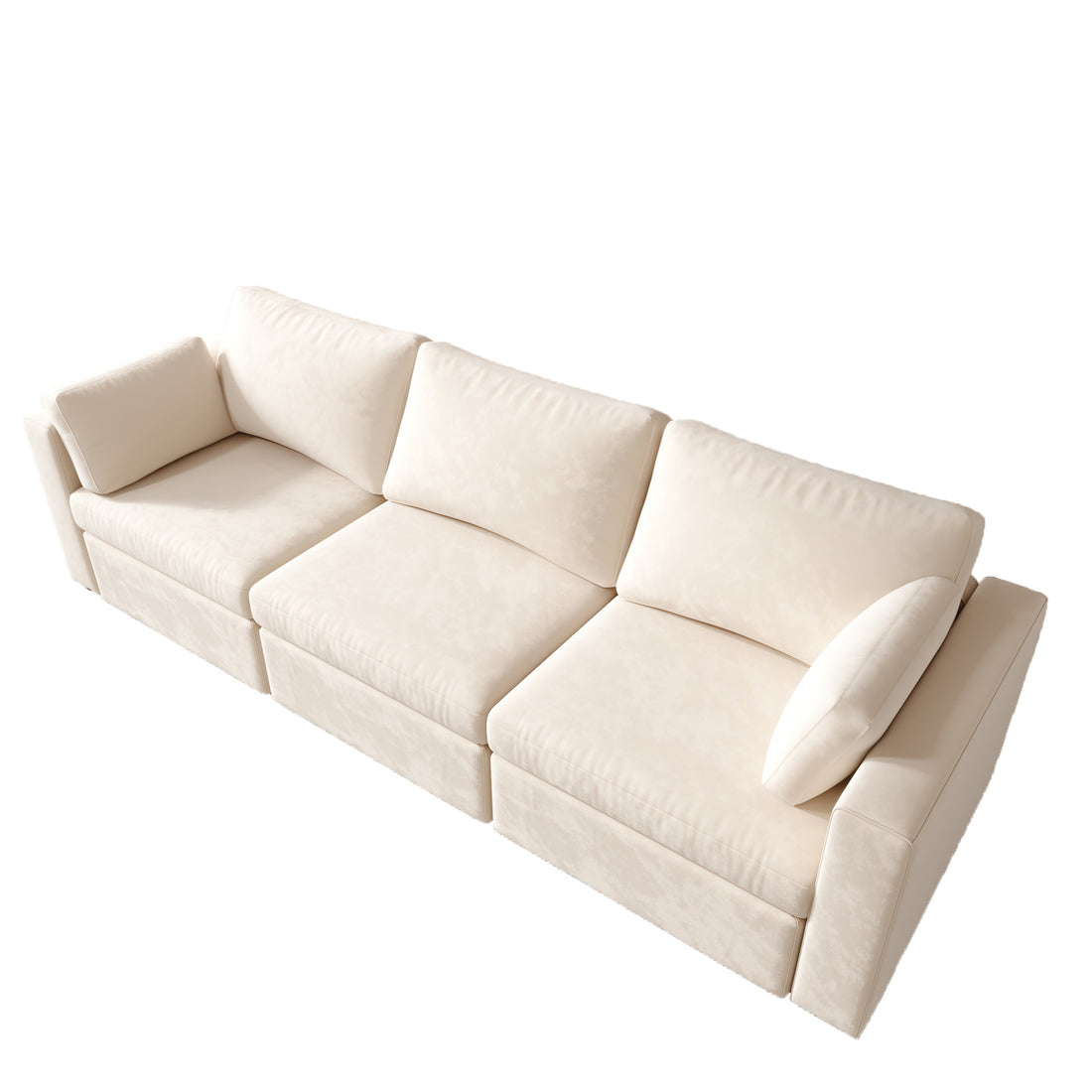 Modern Velvet Modular Sectional Sofa, Convertible Sofa Set With Pillows, Oversized Sectional Couches For Living Room, Loft, Apartment, Office White 3 Seats Wood Primary Living Space Medium Duty Pine 3 Seat White Velvet Medium Soft Cushion Back