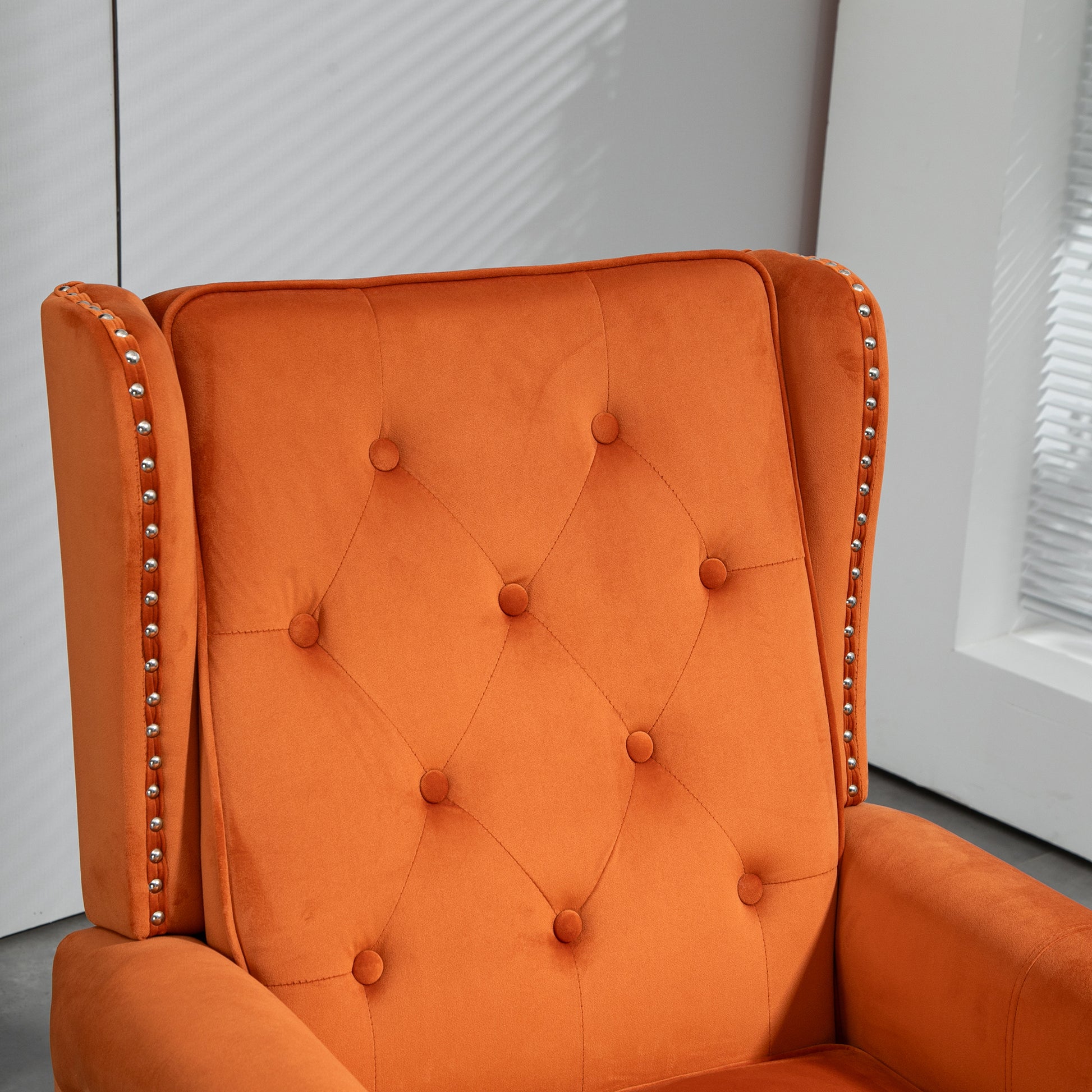 Coolmore Wood Frame Armchair, Modern Accent Chair Lounge Chair With Sturdy Wood Legs For Living Room Bedroom Orange Orange Foam Velvet