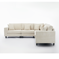 Packaging Upgrade Oversized Modular Sectional Sofa Set, L Shaped Couch,Corduroy ,Upholstered,Deep Seat,5 Seat,5 Throw Pillow And 6 Back Cushion,Living Room, Apartment ,Beige Beige Polyester Wood