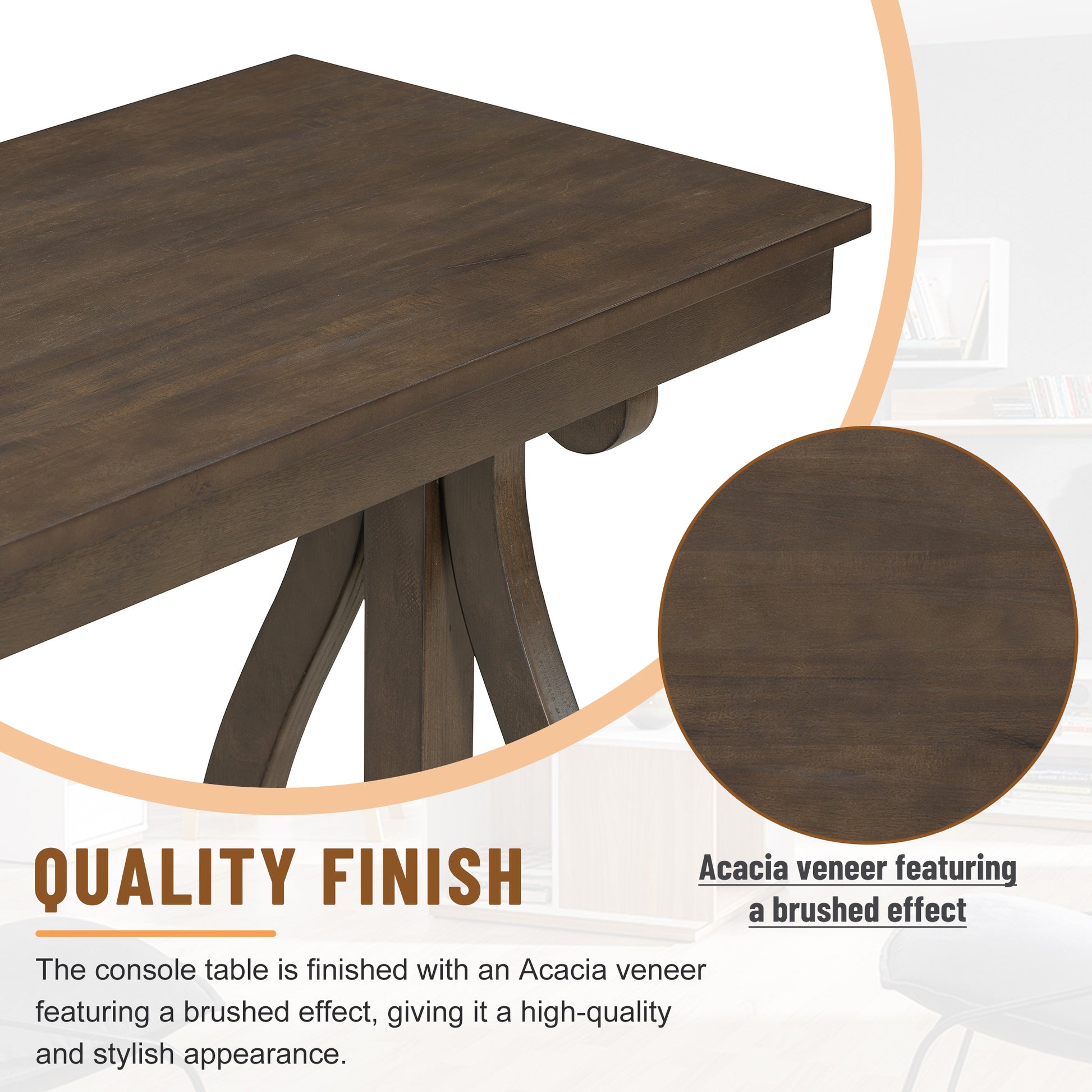 48 Inch Rustic Vintage Console Tablefarmhouse Style Entryway Table With Open Shelf And Sturdy Construction For Entryway And Living Room Walnut Walnut Distressed Finish Primary Living Space Antique,Rustic,Vintage Open Storage Console Tables Brushed