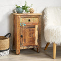 Carved Side Table Natural Wood