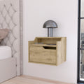 Florence Floating Nightstand With Drawer And Dual Shelf Display Beige 1 Drawer Bedroom Bedside Cabinet Contemporary Storage Melamine Engineered Wood