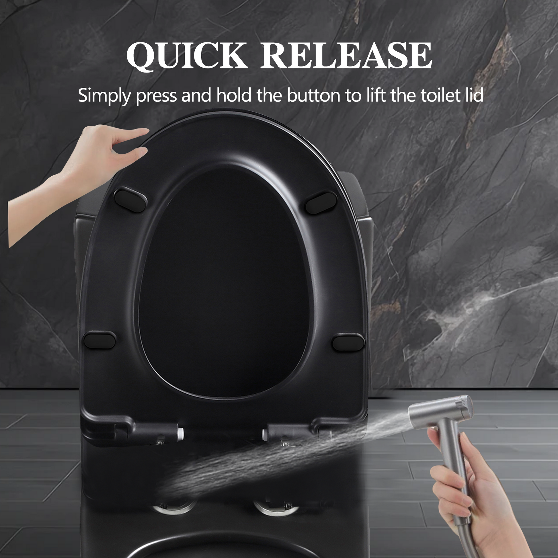 1.1 1.60 Gpf Dual Flush One Piece Toilet, Water Saving Elongated Comfort Height Floor Mounted, Soft Close Seat, 1000 Gram Map Flushing Score Toilet, Matte Black 23T01 Mb 1 Black Ceramic