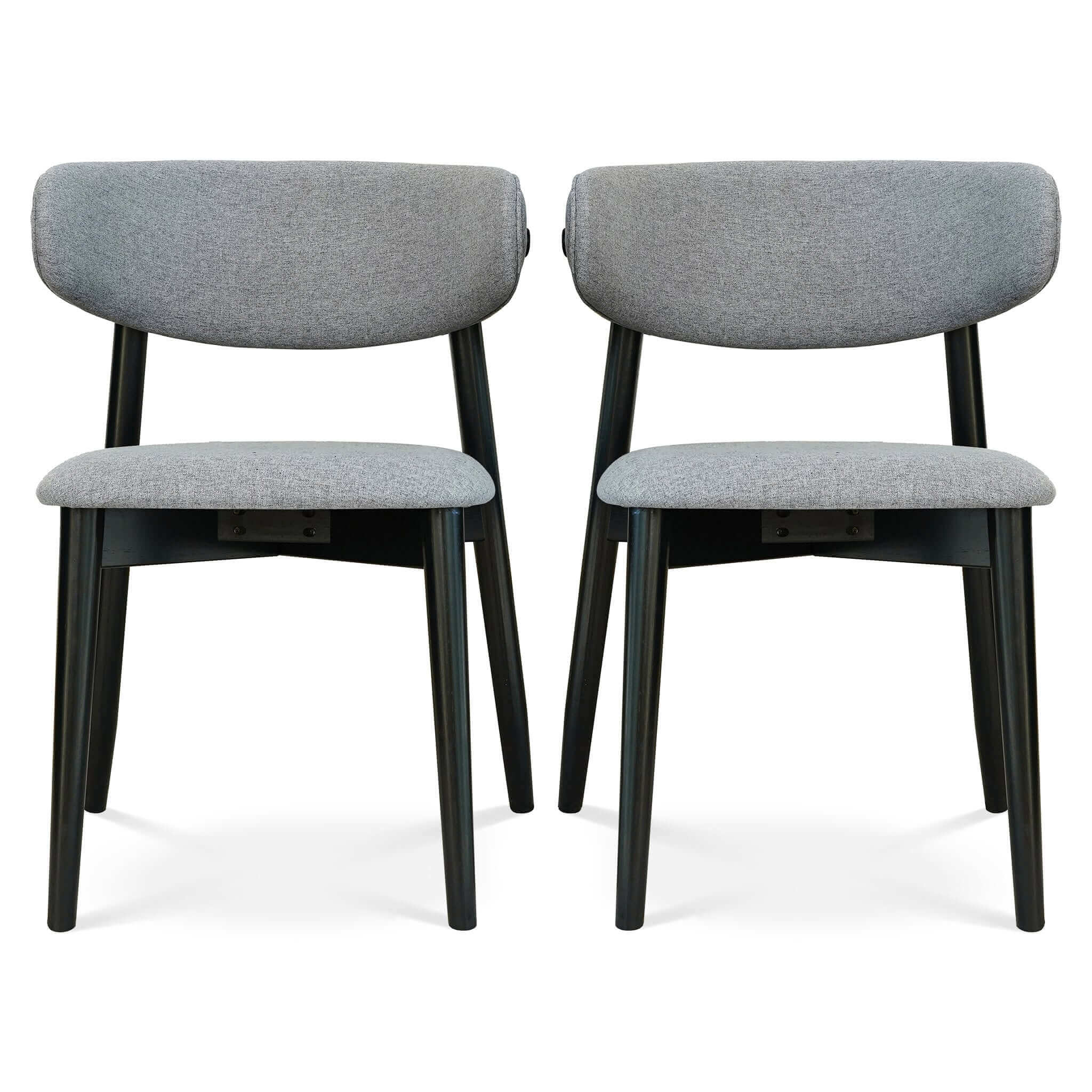 Korbin Grey Fabric Dining Chair Set Of 2 Solid Black,Light Gray Espresso Dining Room Foam Wipe Clean Mid Century Modern Dining Chairs Rubberwood Foam Fabric,Solid Wood