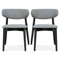 Korbin Grey Fabric Dining Chair Set Of 2 Solid Black,Light Gray Espresso Dining Room Foam Wipe Clean Mid Century Modern Dining Chairs Rubberwood Foam Fabric,Solid Wood