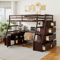Full Size Loft Bed With 7 Drawers 2 Shelves And Desk Espresso Full Espresso Plywood
