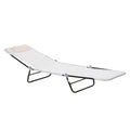 Outsunny Folding Chaise Lounge Chair, Pool Sun Tanning Chair, Outdoor Lounge Chair With Reclining Back,Mesh Seat, Headrest For Beach, Yard, Patio, Cream White Cream White Steel