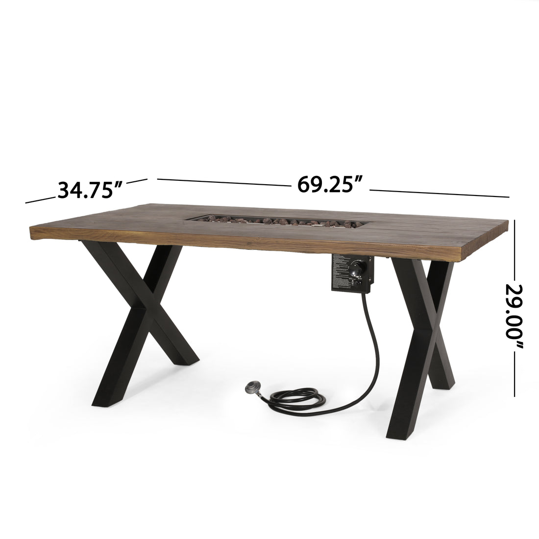 Brody Dining Fire Table Top 40,000Btu Tank Outside Brown Magnesium Oxide