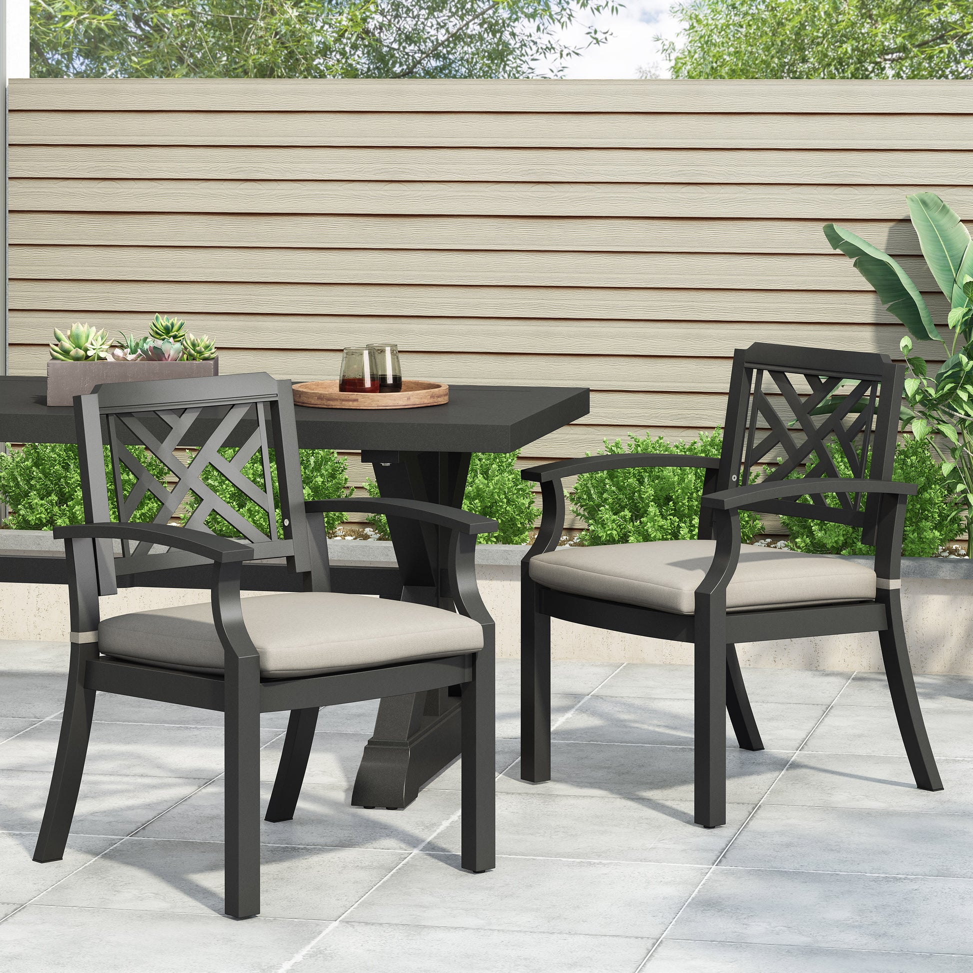 Outdoor Dining Chairs, Light Beige Antique Matte