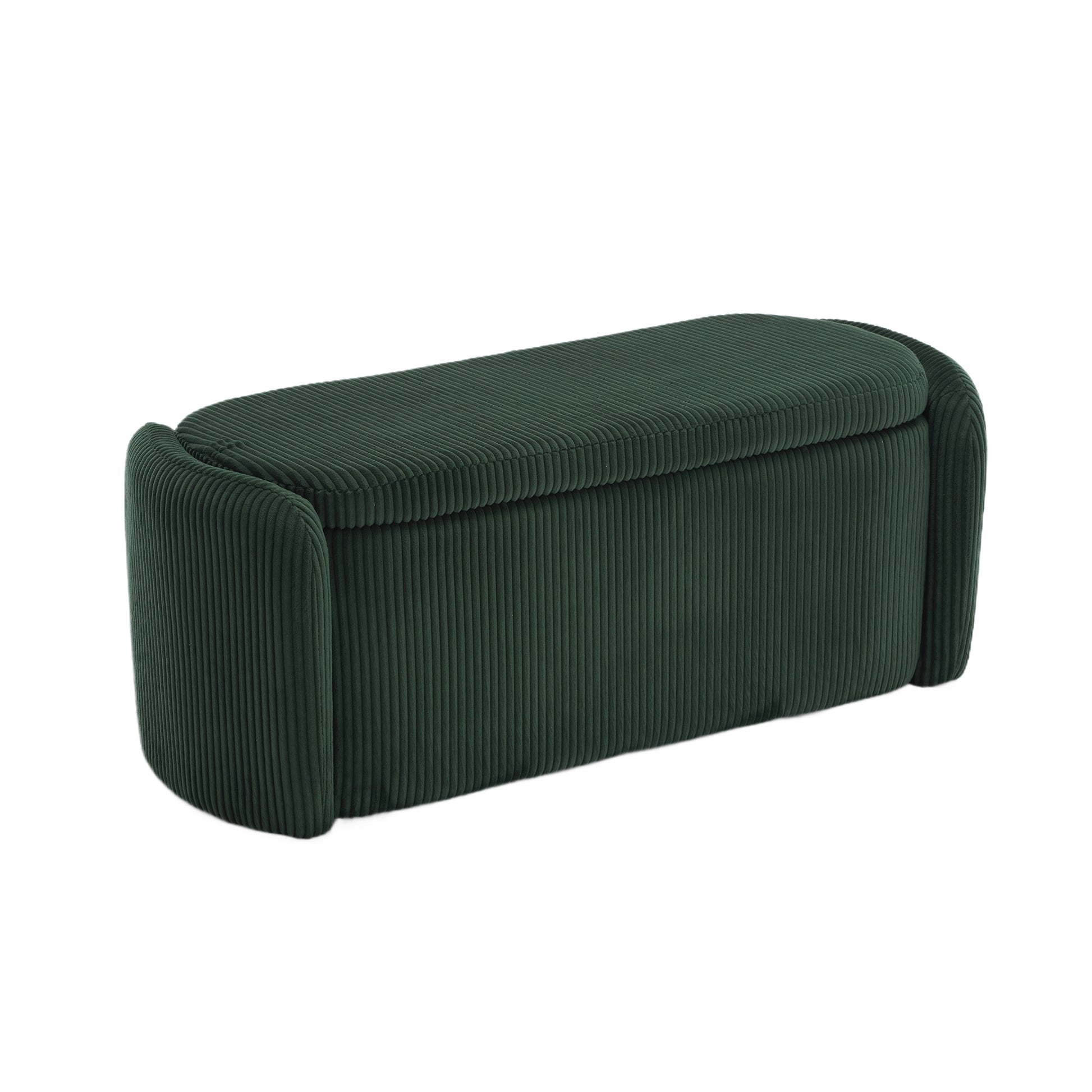 Coolmore Storage Ottoman,Bedroom End Bench,Upholstered Fabric Storage Ottoman With Safety Hinge, Entryway Padded Footstool, Ottoman Bench For Living Room & Bedroom Emerald Emerald Foam Corduroy