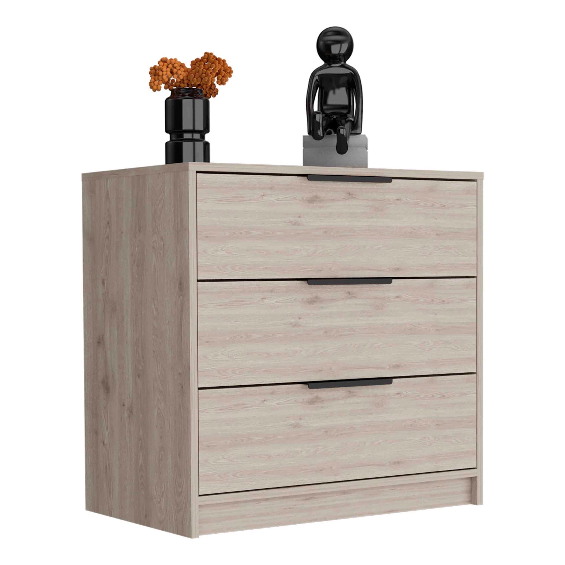 Dresser 27"H, 3 Drawers Dresser, Superior Top, Light Gray Light Gray Particle Board Particle Board