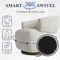 Wivel Barrel Chair, Fully Assembled Accent Lounge Sofa With 360 Degree Base, Oversized Upholstered Reading Chair Beige Beige Fabric