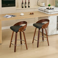 Bar Stools Set Of 2, Swivel Bar Height Stools With Low Back, Wood Bar Chairs With Soft Cushion Seat, 25 Inch Seat Height Black, 25