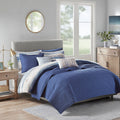 8 Piece Printed Seersucker Comforter And Quilt Set Collection Blue King Cal King King Blue Polyester