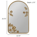 Arched Metal Floral Wall Mirror Gold Mdf