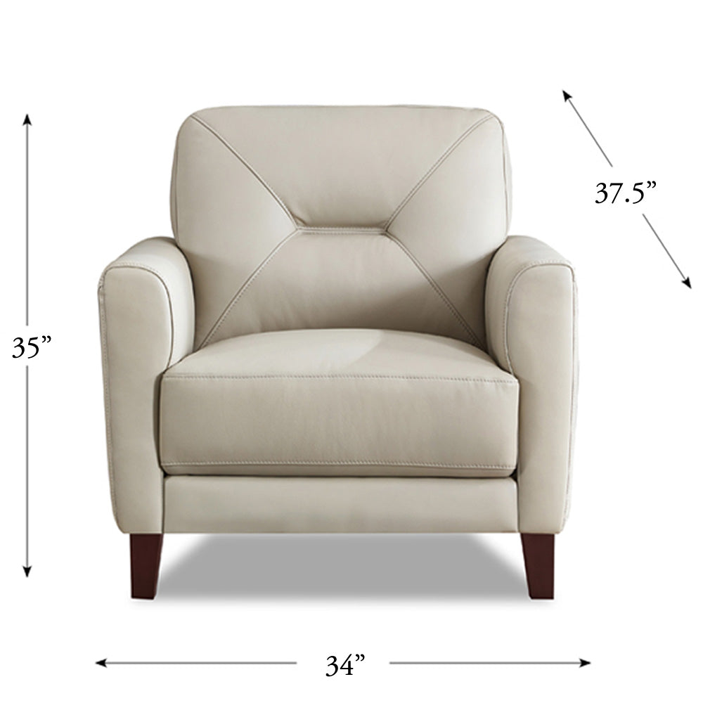 Mavis Leather Chair Beige Memory Foam Genuine Leather