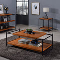 Honey Oak And Black 2 Shelf Coffee Table Honey Primary Living Space Oak Rectangular Wood Metal