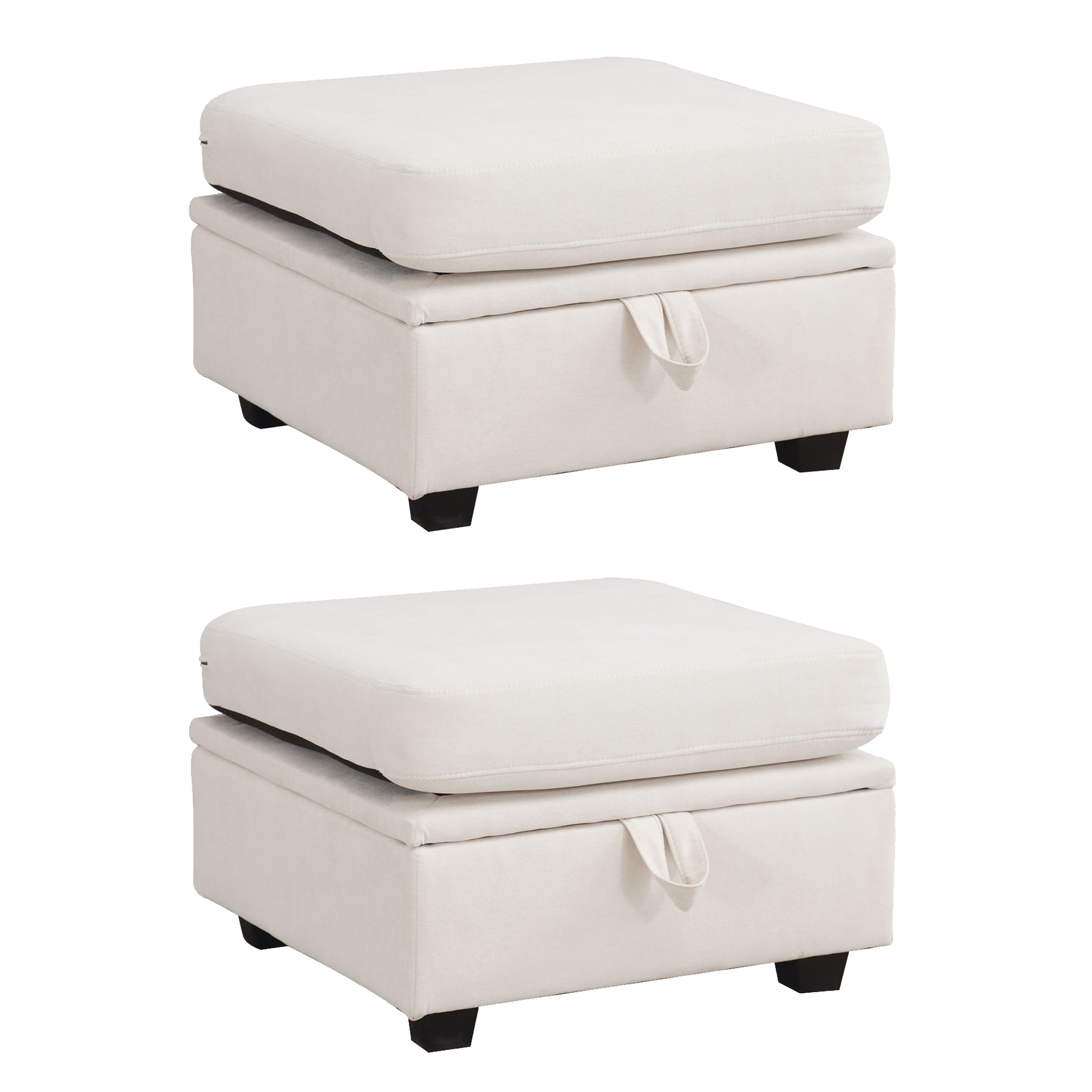 Modular Sectional Sofa, Convertible Sofa Couch With Storage, Sleeper Sectional Sofa Set, Flexible Modular Combinations Fabric Couch For Living Room Beige Wood Soft Heavy Duty Fabric