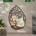 Marlin Hanging Egg Chair Basket Brown Pe Rattan Iron Waterproof Fabric