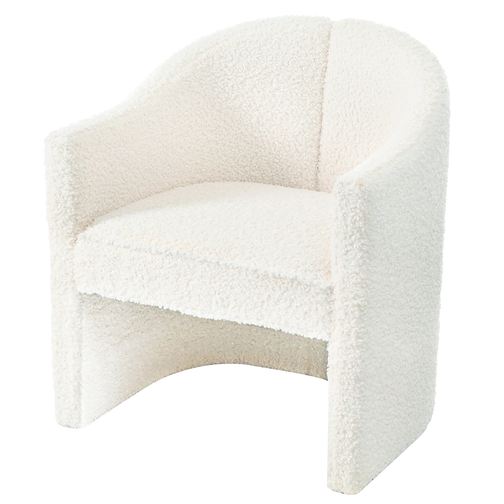 Mirod Stylish Curved Design, Comforting Embrace, Versatile Aesthetic, Dual Purpose Decorative Accent Chair, For Living Room,Bedroom And Study White Boucle