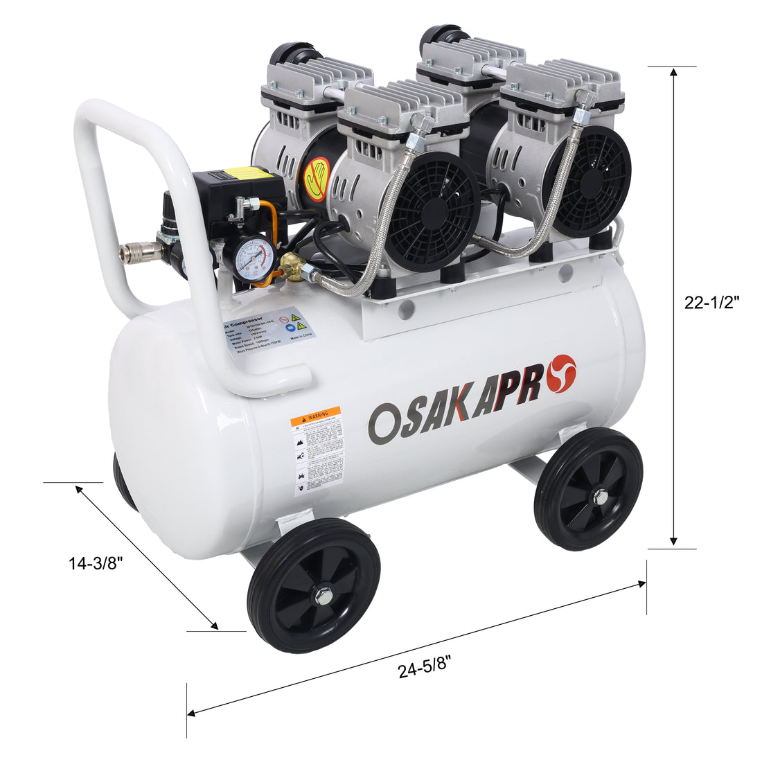 2.5 Hp Silent Air Compressor 13 Gallon, Oil Free, Electric Shop Air Compressor Portable,Lightweight With Wheels, 70 Dba Noise Level, With Automatic Drain Valve,Light Gray Light Gray Metal