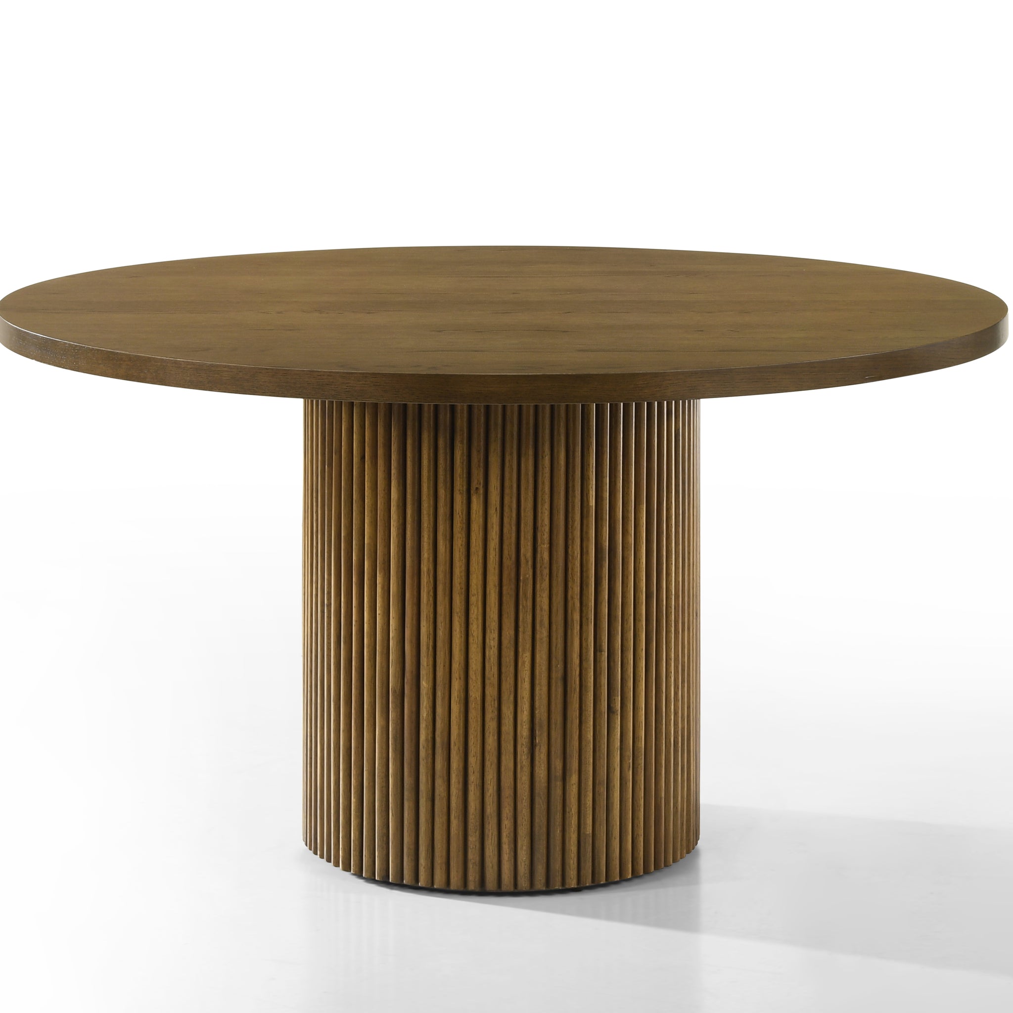 Hezrai Round Dining Table, Walnut Finish Dn02895 Walnut Wood