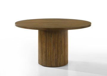 Hezrai Round Dining Table, Walnut Finish Dn02895 Walnut Wood