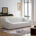 Wks10W White Sofa Withdurable Fabric, Solid Wood Frame, High Density Sponge Filler White Fabric 2 Seat