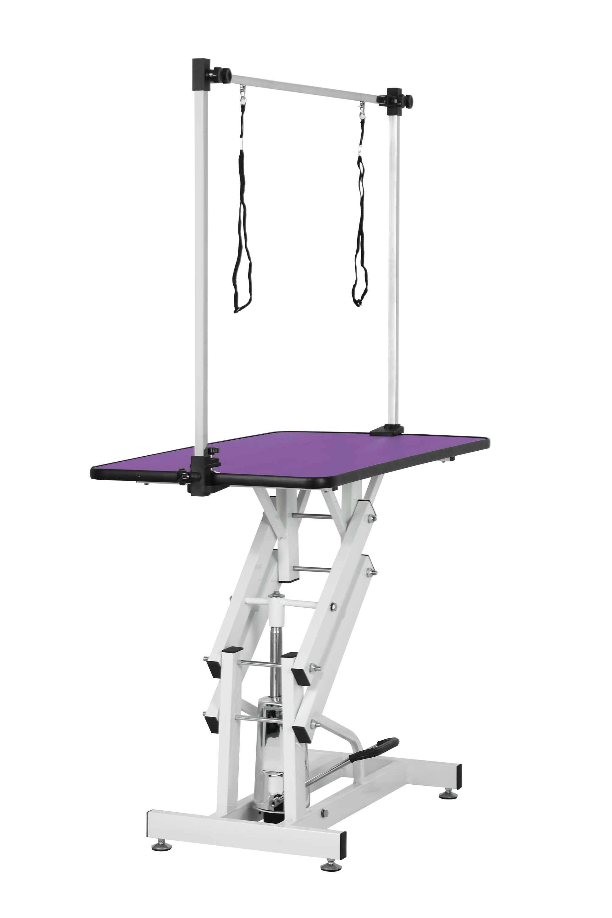 42.5Inch Hydraulic Pet Grooming Table With "H" Arm Purple White Purple Mdf Steel