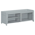 Distressed Shutter Storage Bench With Acacia Veneer For Retro Charm For Living Room, Entryway Grey Grey Mdf