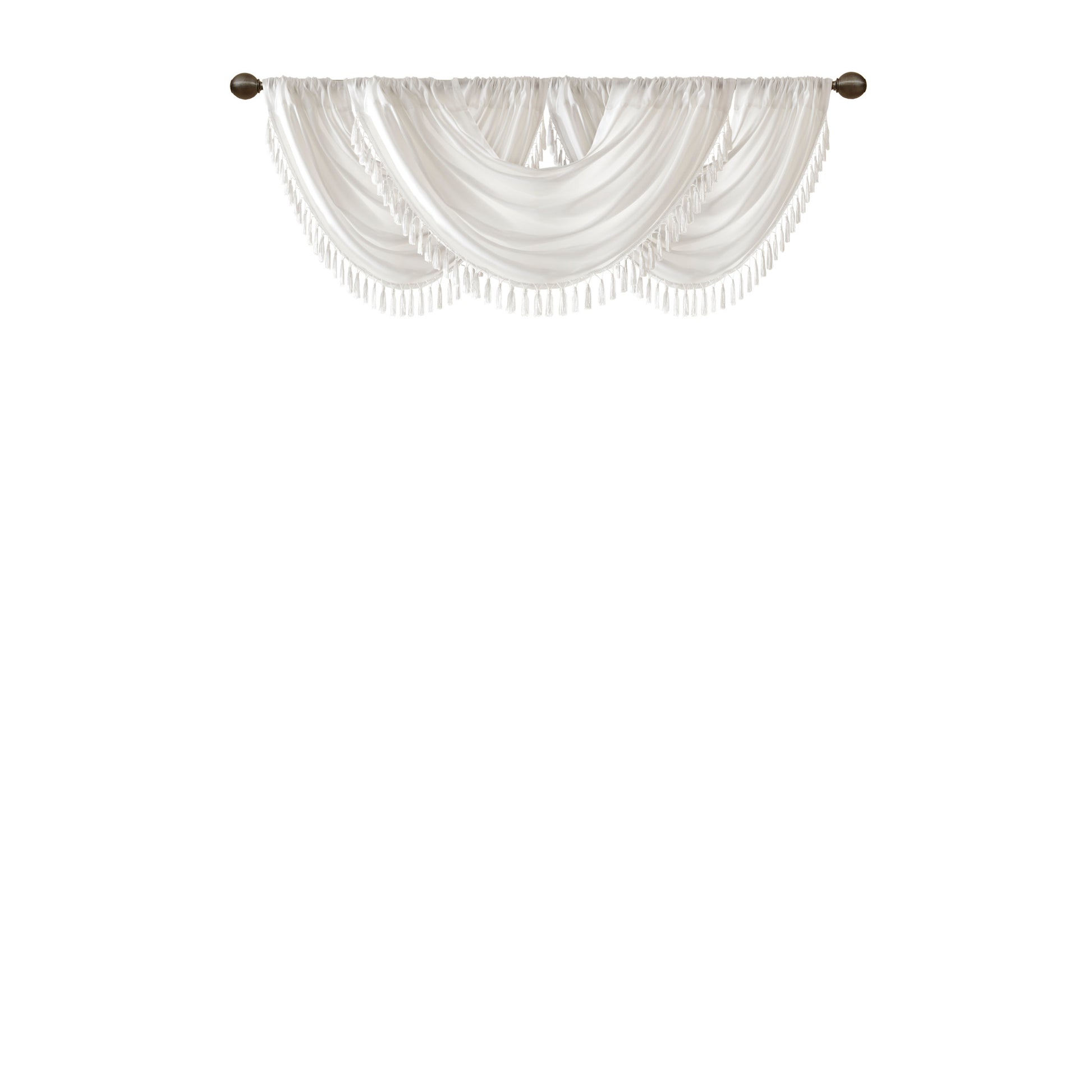 Faux Silk Waterfall Embellished Valance White 38X46" White Polyester