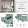 Narrow Console Table, Slim Sofa Table With Three Storage Drawers And Bottom Shelf Light Blue Light Blue Solid Wood Mdf