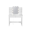 Makeup Vanity Desk With Led Lighted Mirror ,Dressing Table Set With 2 Large Drawers 10 Led Light ,White Color White Primary Living Space Modern Particle Board