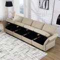 Fabric Modern Modular Sofa Couch With Storage Seats Modular Sectional Sofa 4 Seater Modular Couch For Living Room Beige Beige Polyester 4 Seat