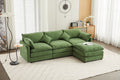 Modular Sectional Sofa, 3 Seater Sofa With Ottoman, Modern L Shaped Sofa For Living Room Bedroom Apartment Green Wood Fabric 4 Seat