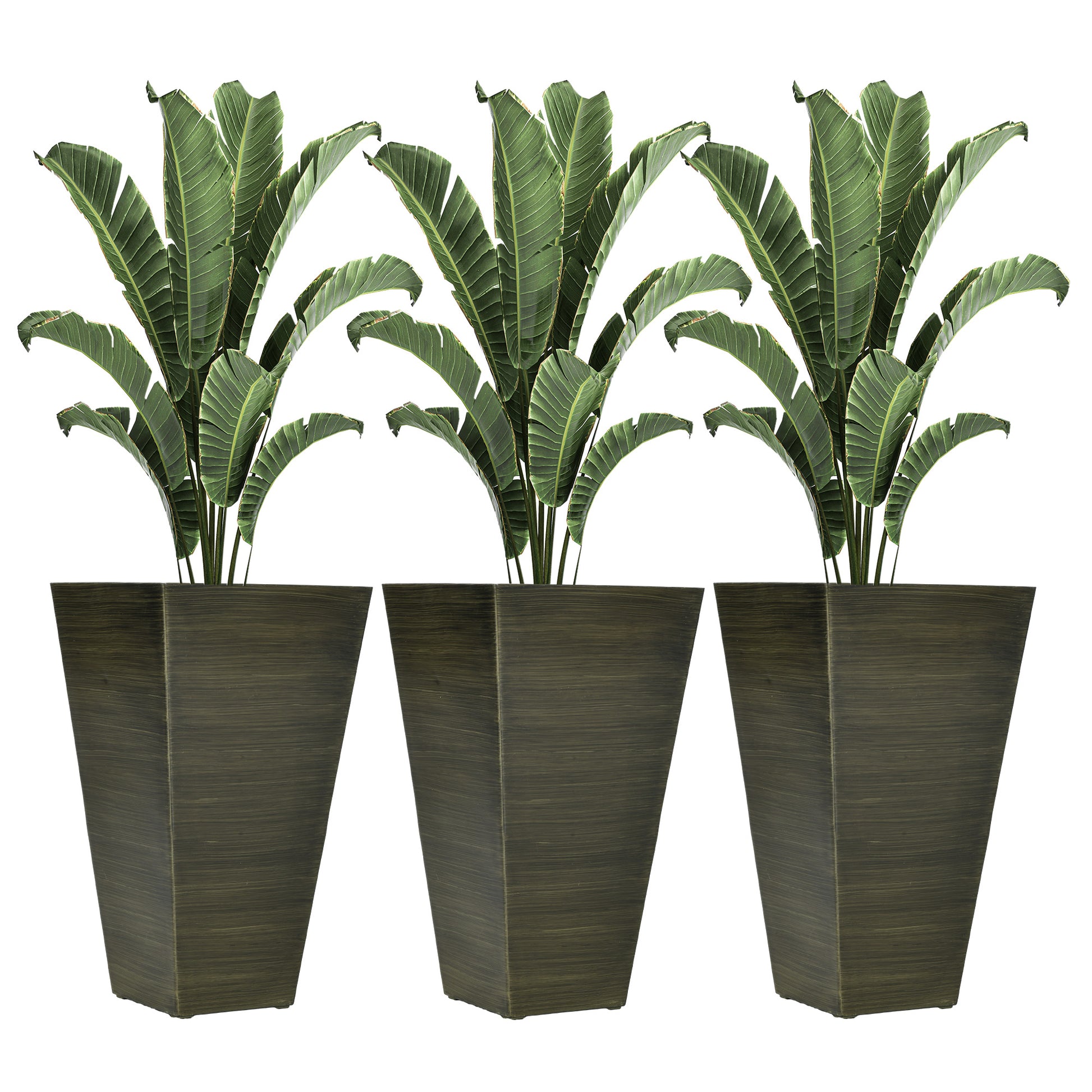 plastic tall planter pots Outsunny 28" Tall Outdoor Planters, Set Of 3 Large Taper Planters With