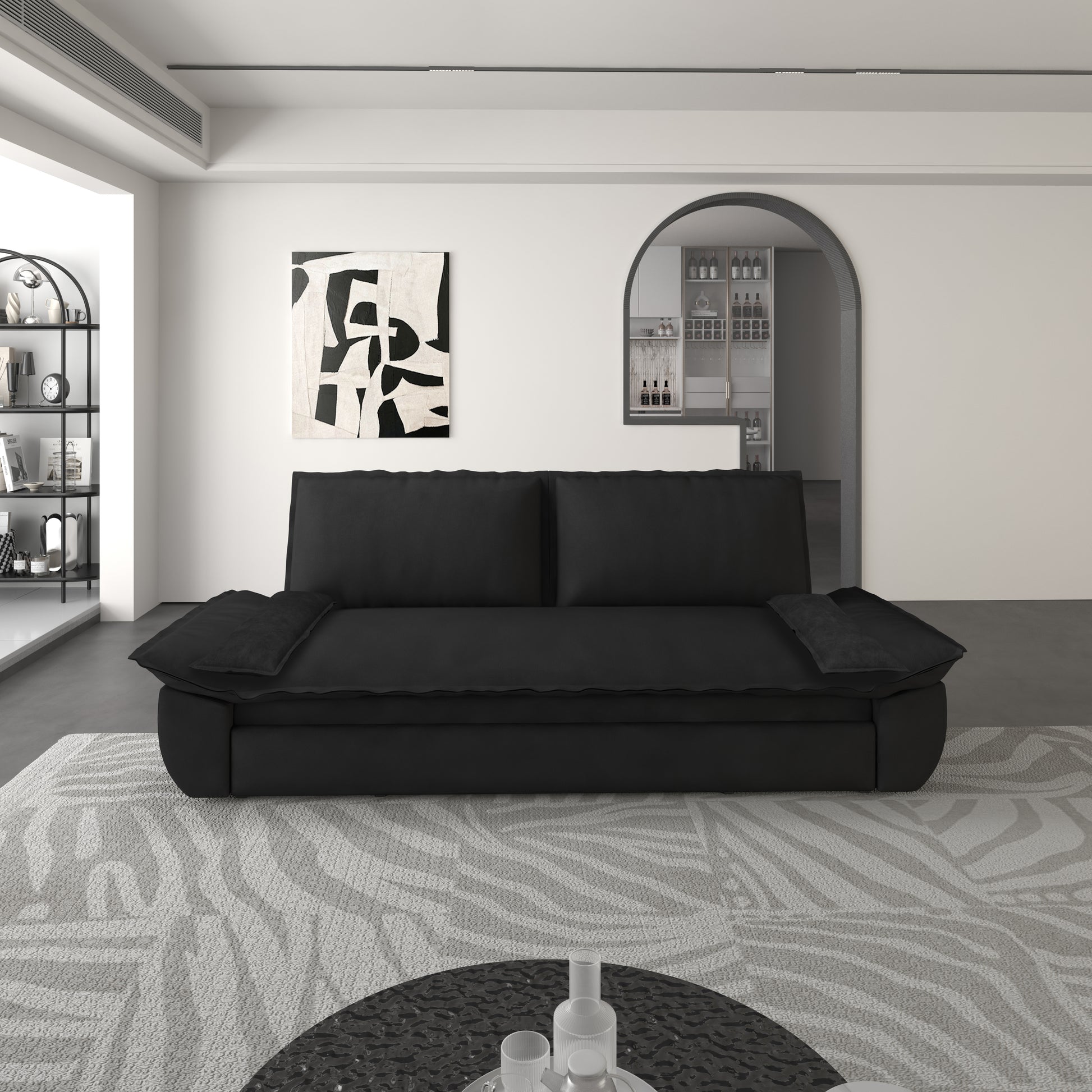 70.1" Queen Pull Out Sofa Bed, 3 In 1 Convertible Sleeper Sofa With 2 Soft Pillows,Multi Functional Velvet Loveseat Bed,Black Old Sku:W1885P151425 W1885P154641 Black Velvet Velvet 2 Seat