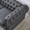 Classic Chesterfield Sofa Loveseat For Living Room Grey Faux Leather Grey Foam Technical Leather 2 Seat