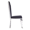 Fabric Upholstered Metal Side Chairs With Asymmetrical Backrest, Silver And Black, Set Of Two Black And Silver Wood Fabric