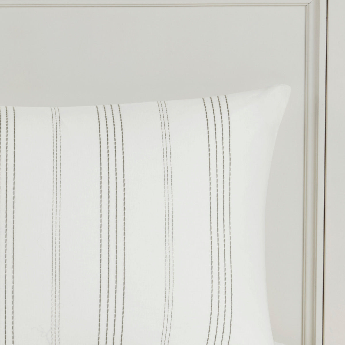 6 Piece Cotton Jacquard Oversized Comforter Set White Grey Full Full Grey White Cotton