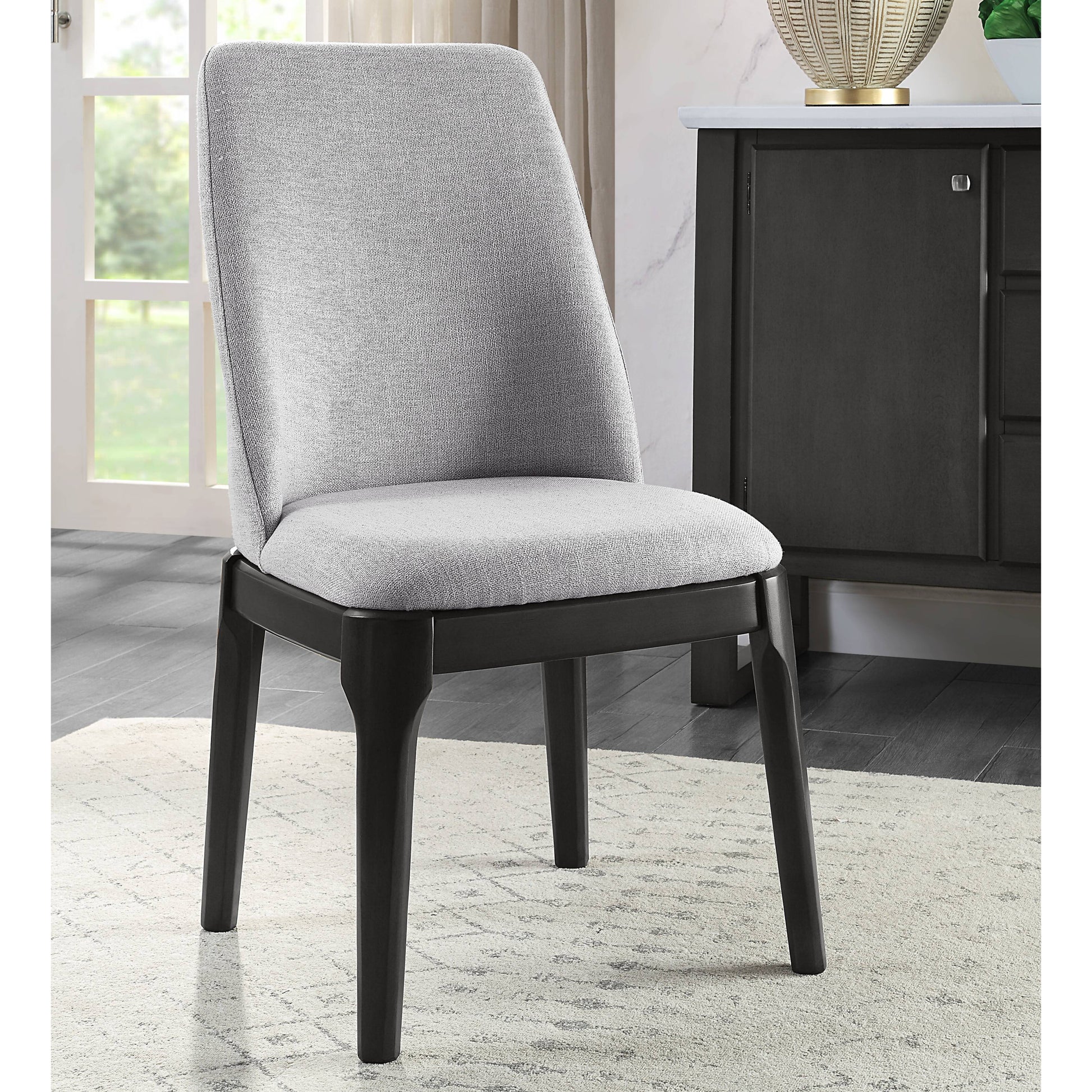 Light Grey And Grey Oak Upholstered Side Chairs Set Of 2 Gray Dining Room Contemporary Side Chair Hickory Solid Back Set Of 2 Foam Linen