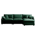 Oversize 3 Seater Sofa With One Footrest, L Shaped Sectional Sofa With Ottoman For Living Rooms,Green Corduroy Sofa Green Corduroy 3 Seat