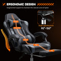 Video Game Desk Chair Ergonomic Computer With Footrest And Comfy Lumbar Support, Pu Leather Recliner With Headrest, Fixed Up Armrest, Height Adjustable With 360 Swivel, For Adults, Gray Black Gray Faux Leather