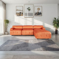 Modular Sectional Sofa Couch, Modern L Shaped Cloud Couch With Reversible Ottoman Convertible Button Tufted Velvet Fabric Couches For Living Room, Diy Combination,Orange Orange Velvet 4 Seat