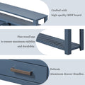 62.2'' Modern Console Table Sofa Table For Living Room With 4 Drawers And 2 Shelves Navy Blue Solid Wood Mdf