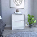 Kaia Nightstandend Table, Side Table Two Drawers, Metal Handle White White 2 Drawers Bedroom Rectangle Modern Shelf Particle Board Particle Board