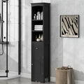 Tall Bathroom Cabinet, Freestanding Storage Cabinet With Drawer, Mdf Board, Adjustable Shelf, Black Black Mdf