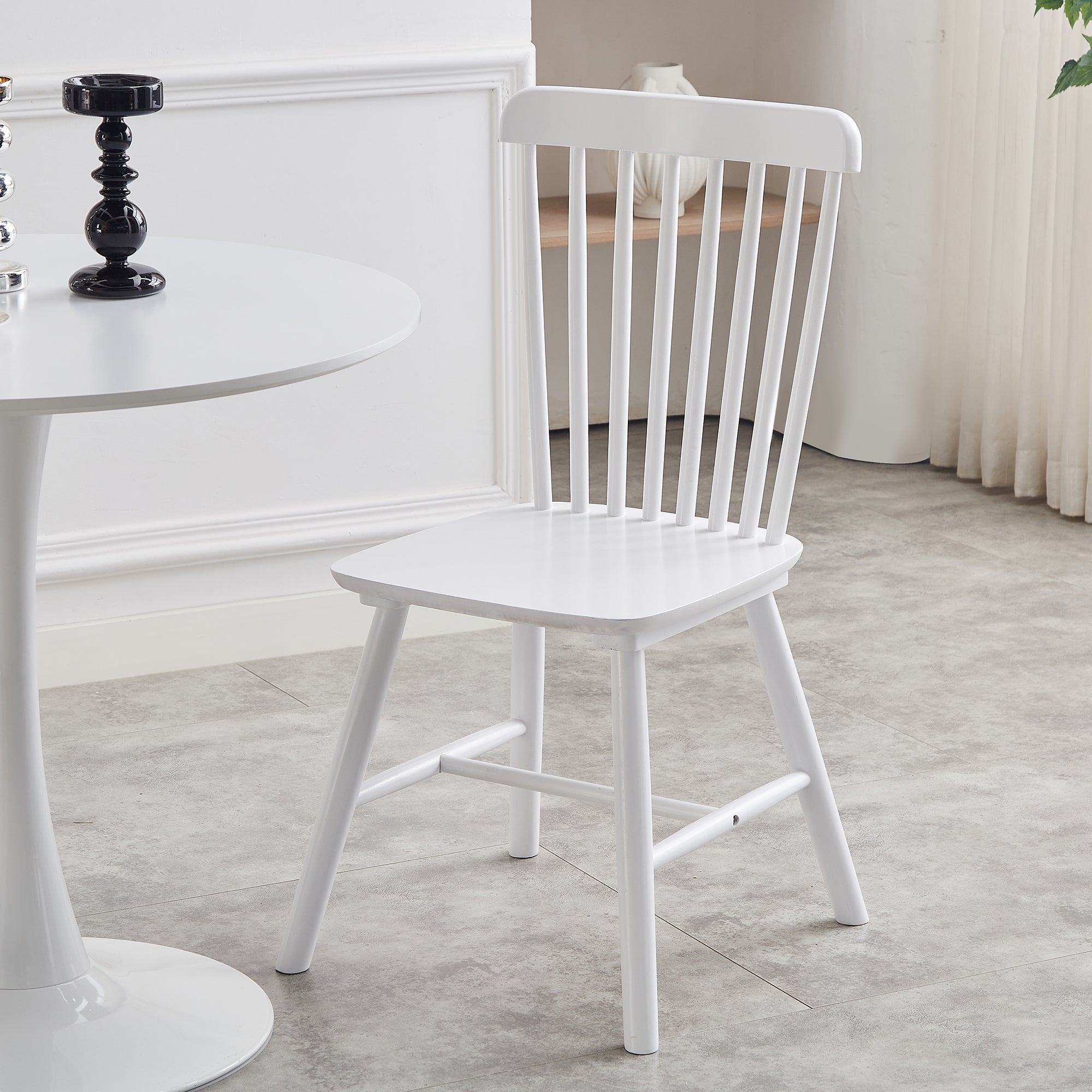 4 Pieces Of Dining Chair,White, Rubber Wood Material, Dining Chair, Solid Wood Chair, Solid Wood Dining Table Chair, Living Room Chair, Simple And Natural White Rubber Wood