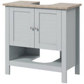 Kleankin Pedestal Sink Storage Cabinet, Under Sink Cabinet, Bathroom Vanity Cabinet With Adjustable Shelf And Open Bottom Shelf, Gray Grey Mdf